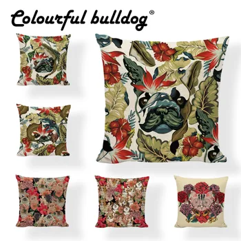

Cuteness Cushion Cover Bulldog Pug Sloth Cat Akita Dog Shiba Lnu Bicycle Green Plant Leaf 43*43cm Decor Home Office Pillowcase