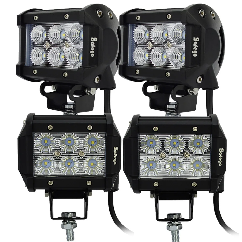Safego 4pcs 18w Led work light Bar Offroad 4X4 Car 12V led working