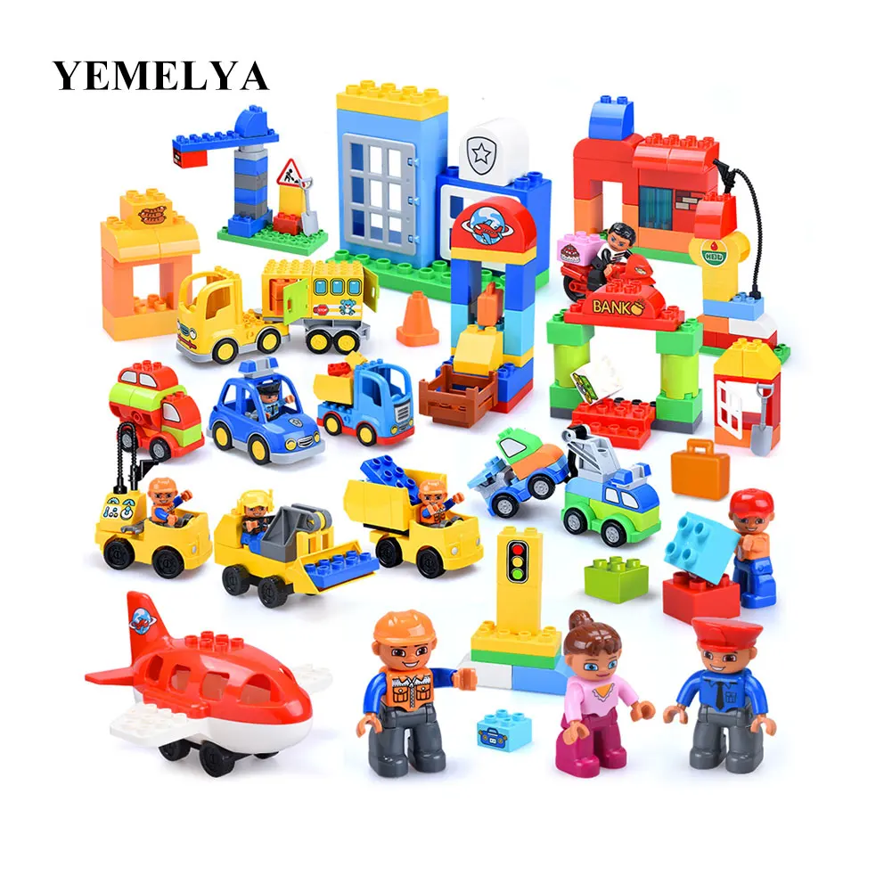 

37P LargeCity Series Police Station Fire Station Construction Team Model Large Size Building Block Toy Compatible Duplo Kid Gift