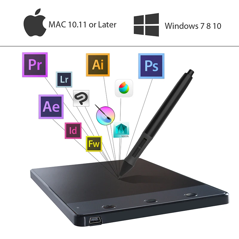  Nuevas Tablets digitales Huion H420 de 4 pulgadas de pintura pluma Tablet profesional de firma USB 