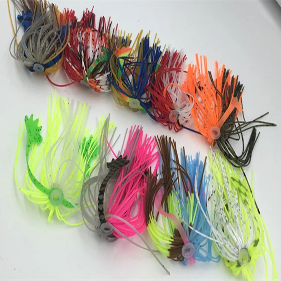 25Bundles Fishing Rubber Jig Silicone Skirt Wire DIY Fly Fishing Tying  Rubber Material Octopus Lure SpinnerBait