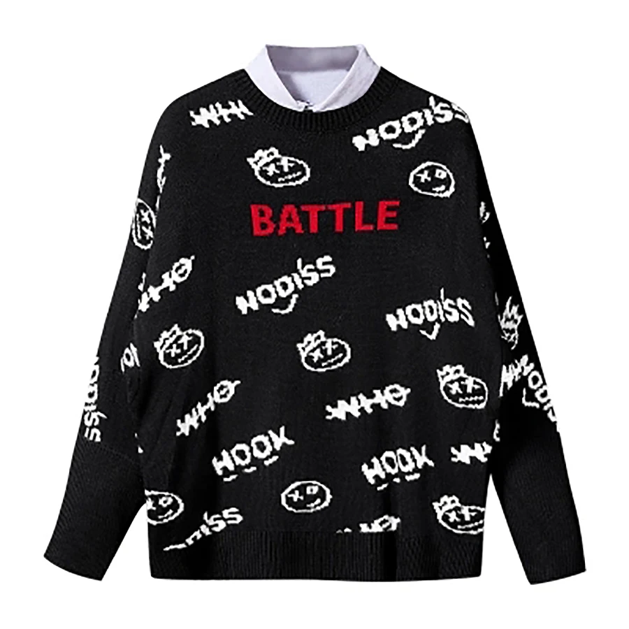 

Letter Casual Sweater Men Streetwear Embroidered Pullover Men Winter Knitted Sweater Wool Pull Homme De Marque Clothes Men MY026