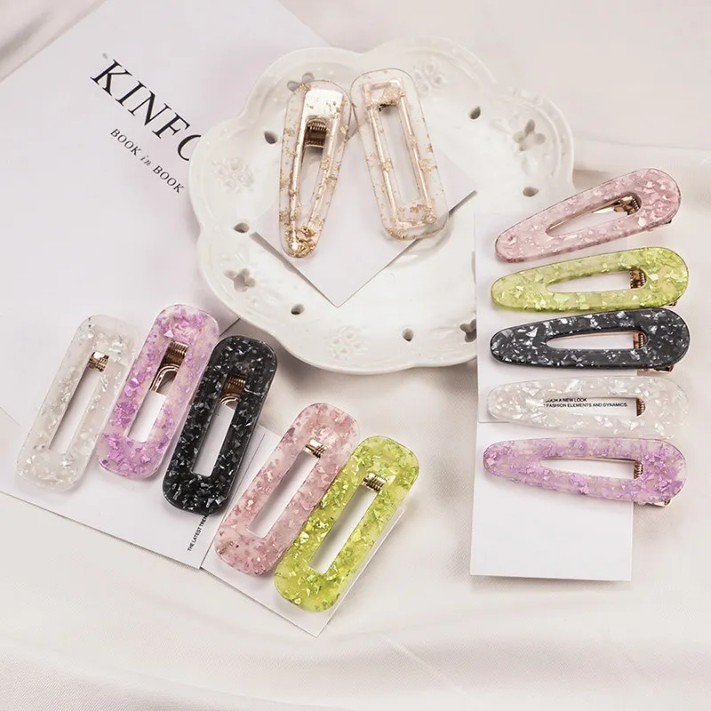 

Acrylic Hollow Water Drop Rectangle Hair Clips For Women And Girls Tin Foil Sequins Hairpins Headband Barrettes Hair Accessories