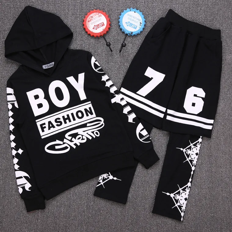 

Fashion Autumn Boy's Suit Set Kid's Dance Suit Long Sleeve Pullover Hooded Hip-Hop Sets Sport Suits Outwear Children's Clothing