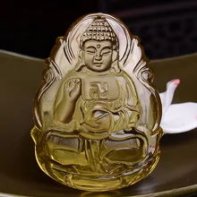 Новое место желтый кристалл Amitabha кулон Зодиак Кулон Будда, который нравится patron Святого корейского