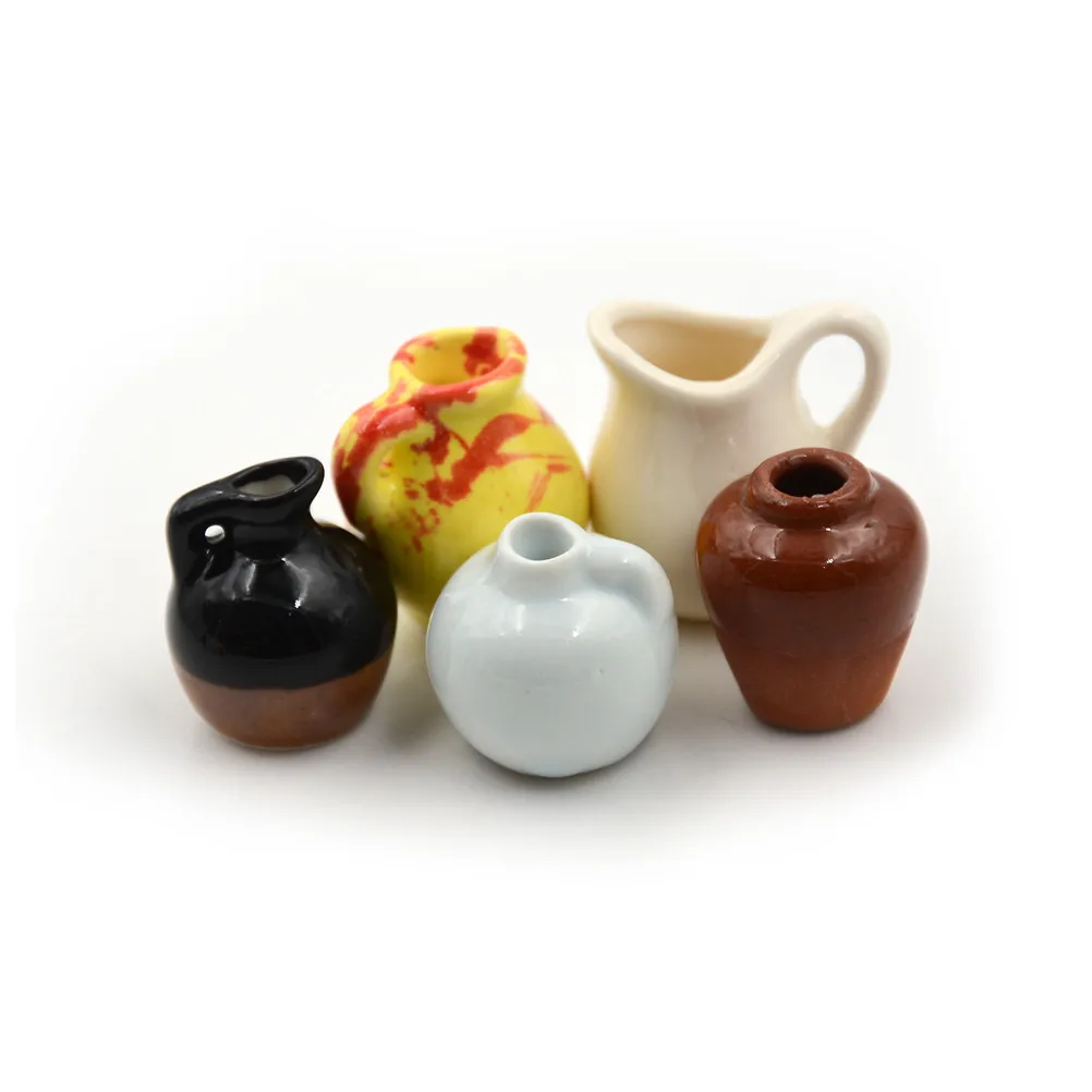 

1Pc Kitchen Ceramic Ornament Decora vase Dollhouse Miniatures 1:12 Mini Ceramic Pot DIY Handmade Doll House