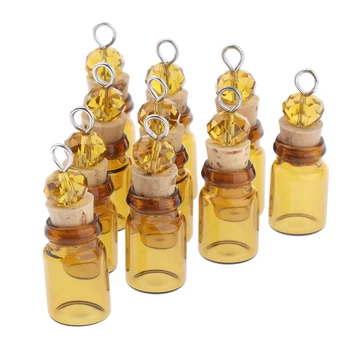 

10pcs Mini Clear Vials 0.5ml Glass Essential Oil Bottles Refillable Perfume Aromatherapy Empty Sample Bottles Pendant