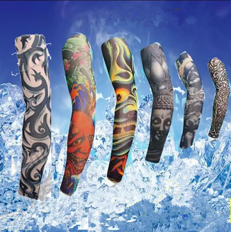 

2 Pcs Cool Simulation Tattoo Sleeve Arm Sunscreen Arm Warmer Long Cuff Arm Sleeve Armguard Riding Tattoo Sticker Hot