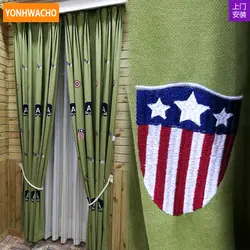 Пользовательские шторы детская качественная Спальня Мультфильм трава зеленая американский стиль ткани blackout Тюль Шторы N660