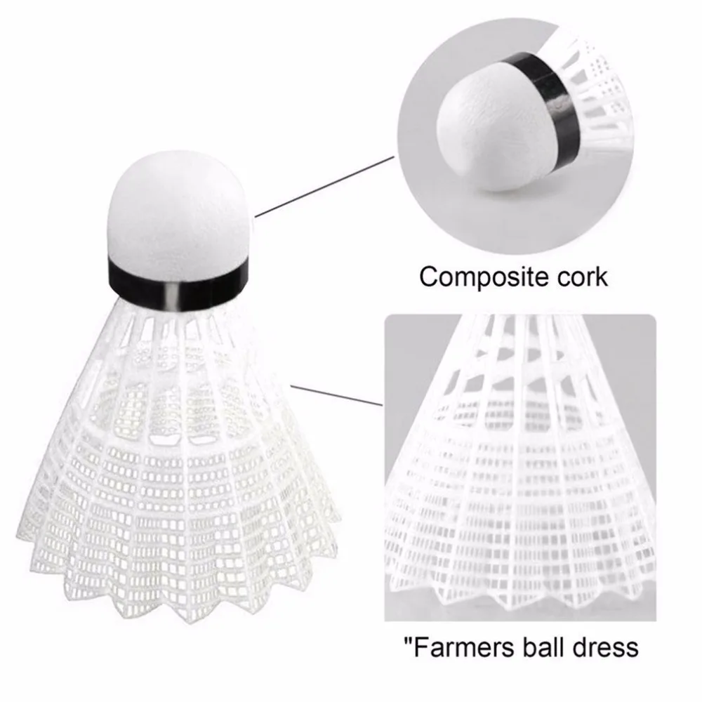 6 шт./компл. суперпрочная дужка с светильник Пластик желтый/белый нейлон бадминтон тренировочный мяч Пластик трансфер из пробкового дерева с шаровой головкой