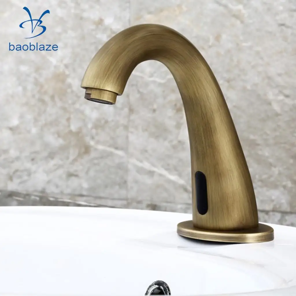 Vintage Brass Auto Faucet Infrared Sensor Water Tap Handsfree Faucet for Bathroom Kitchen Basin Sin Tub