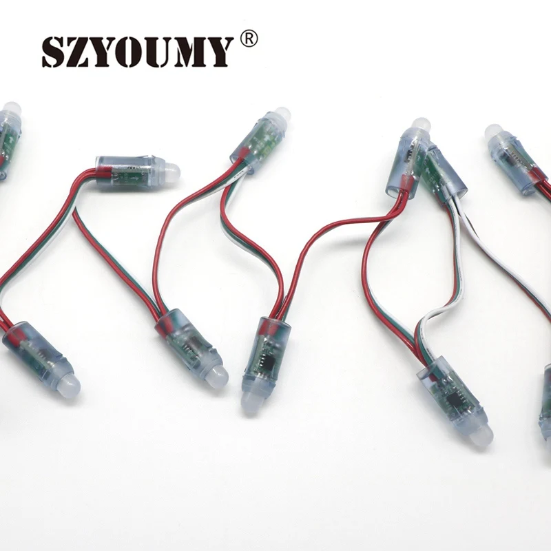 SZYOUMY 5V 12 мм светодиодный WS2811 пиксельный модульный 50 шт./строка Digital rgb полный цвет Водонепроницаемый светодиодные фонари 10000 шт.+ 2 шт. контроллер