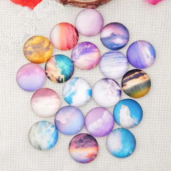 

100 pieces Sky color DIY Round Glass Beads Cabochon Domes Flat back Glass beads Jewelry Finding Pendant Settings G1048