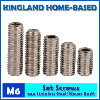 

M6 DIN916 Hex Socket Flat Head Set Machine Screws With Cup Point 304 Stainless Steel DIY Repair