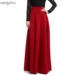 Красный винтажный Пол Длина юбки женские зима осень плюс размер S-5XL одежда 2018 высокое качество мода макси Тюлевая юбка