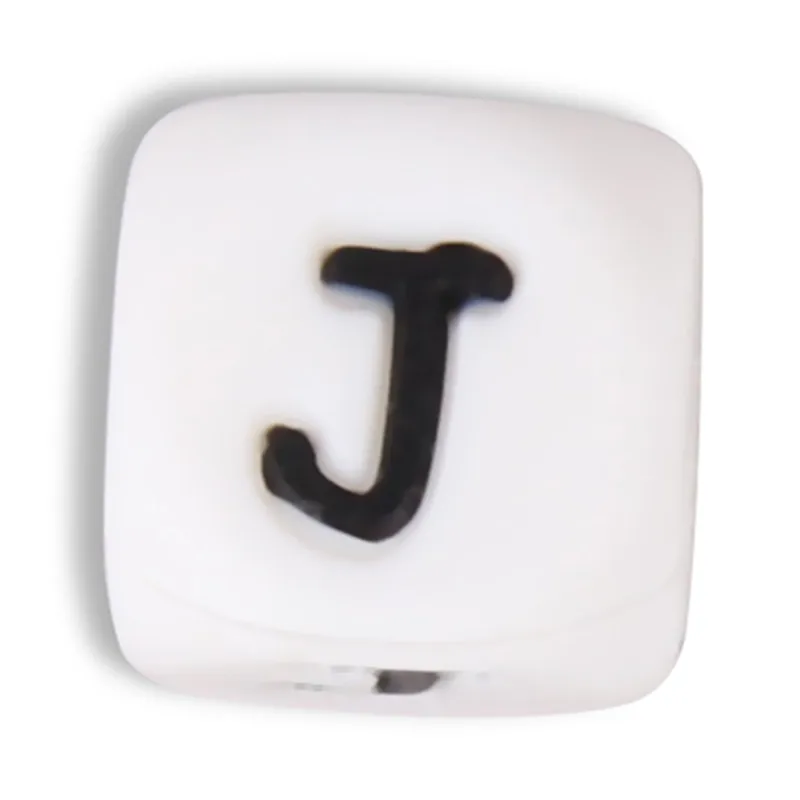 Chenkai 100 шт 12 мм силиконовый алфавит DIY детское кольцо для соски Жевательная бижутерия для прорезывания зубов создание игрушек буквенные бусины BPA бесплатно - Цвет: J