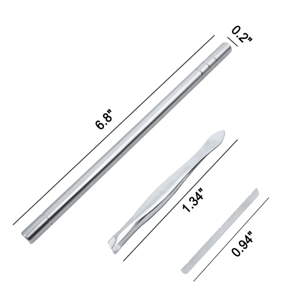 Hairstyle Design Pen Razor Hair Tattoo Trim Mustache Face Eyebrow Styling Stainless Steel Razor Pen + Tweezers + 10 blades for Men Women (2)