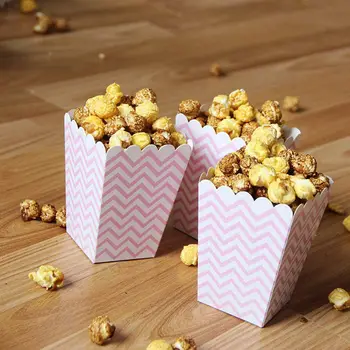 

Popcorn Boxes Pink Trio (36 Pack) Polka Dot Chevron Stripe Treat Boxes - Small Movie Theater Popcorn Paper Bags for Dessert Ta