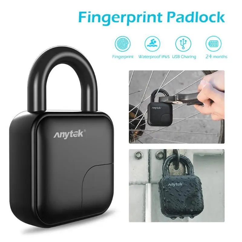 

Anytek L3 Smart Keyless Fingerprint Lock IP65 Waterproof Anti-Theft Security Padlock For Bicycle Bike Door Luggage Garage Door