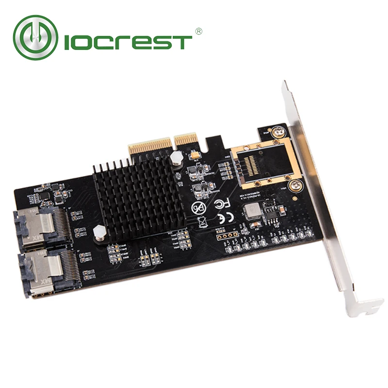  IOCREST PCIe zu 8 interne Ports SATA 6g Mit SFF8087 Karte mit Mini SAS zu SATA Kabel PCI Express ss