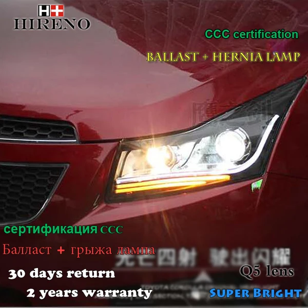 Hireno фары для 2010-2014 Chevrolet Cruze фар сборки LED DRL ангел объектив двойной луч ксеноновые 2 шт