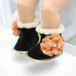 Детские зимние сапоги Младенческая малышка новорожденный милые цветы обувь для девочек Мальчики первые ходунки супер теплые снежные