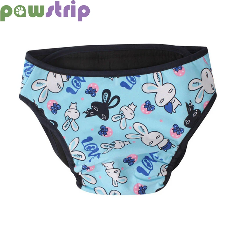 

pawstrip 5 Patterns Pet Dog Physiological Pants Diapers Washable Female Dog Shorts Soft Cotton Puppy Dog Diapers XS-XXL