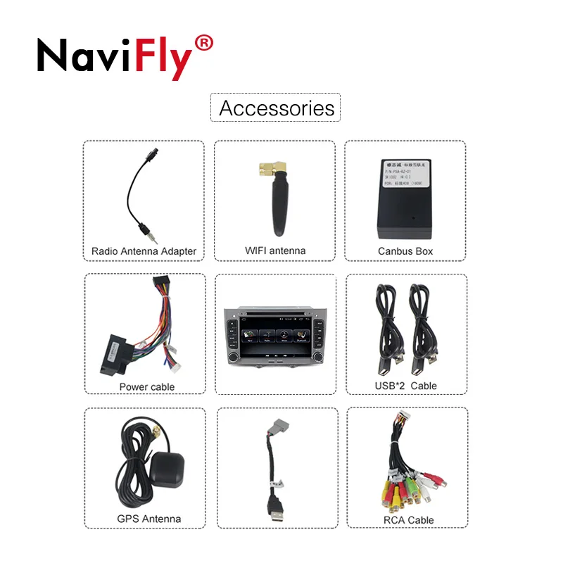 NaviFly 2 din Автомобильный dvd-плеер Android 8,1 Авторадио мультимедийный плеер для PEUGEOT 308 2007-2013408 2011- с gps навигацией