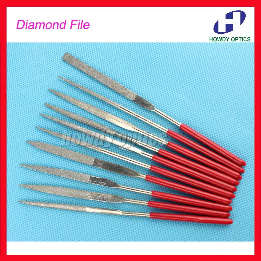 

Free Shipping 10pcs/pack High Quality Optical Diamond Files Professional Glasses File Set Kit Reparing Spectacle Frame