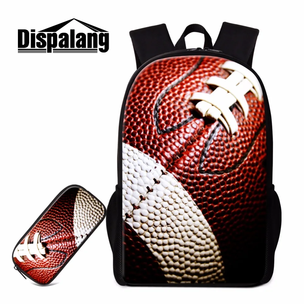 

Dispalang Socceri Backpack and Pencil Cases for Boys Amiercan Footbally School Back Pack Cool Rucksack Primary Students Mochilas