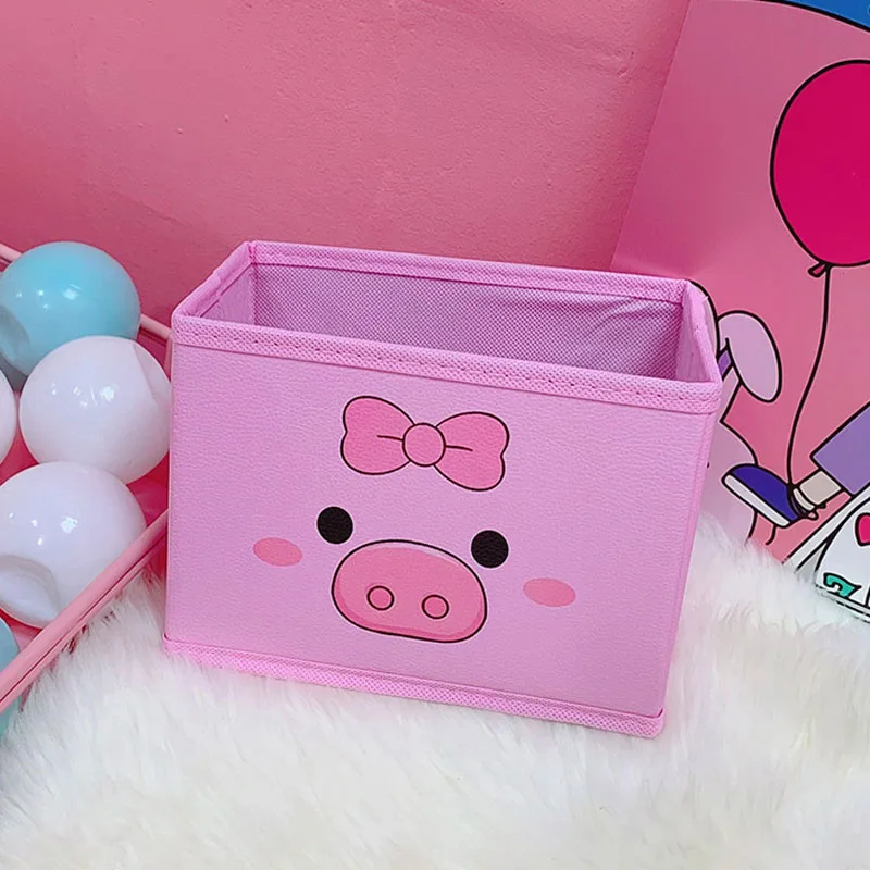 Складная коробка для хранения для девочек, настольный органайзер, милая корзина со Свинкой из мультфильма, косметическая коробка для хранения ювелирных изделий, контейнер для макияжа, чехол - Цвет: pattern 3