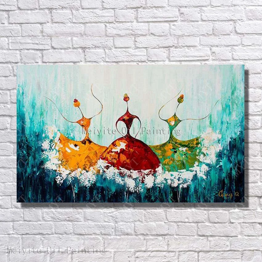 Балерина красивая девушка танцует масляной живописи abstrat фигура танца