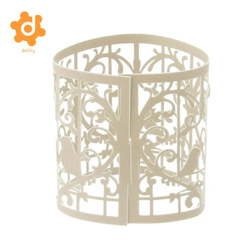 12Pcs Love Birds Heart LED Tea Light Holders Wedding Xmas Decor White+Silver