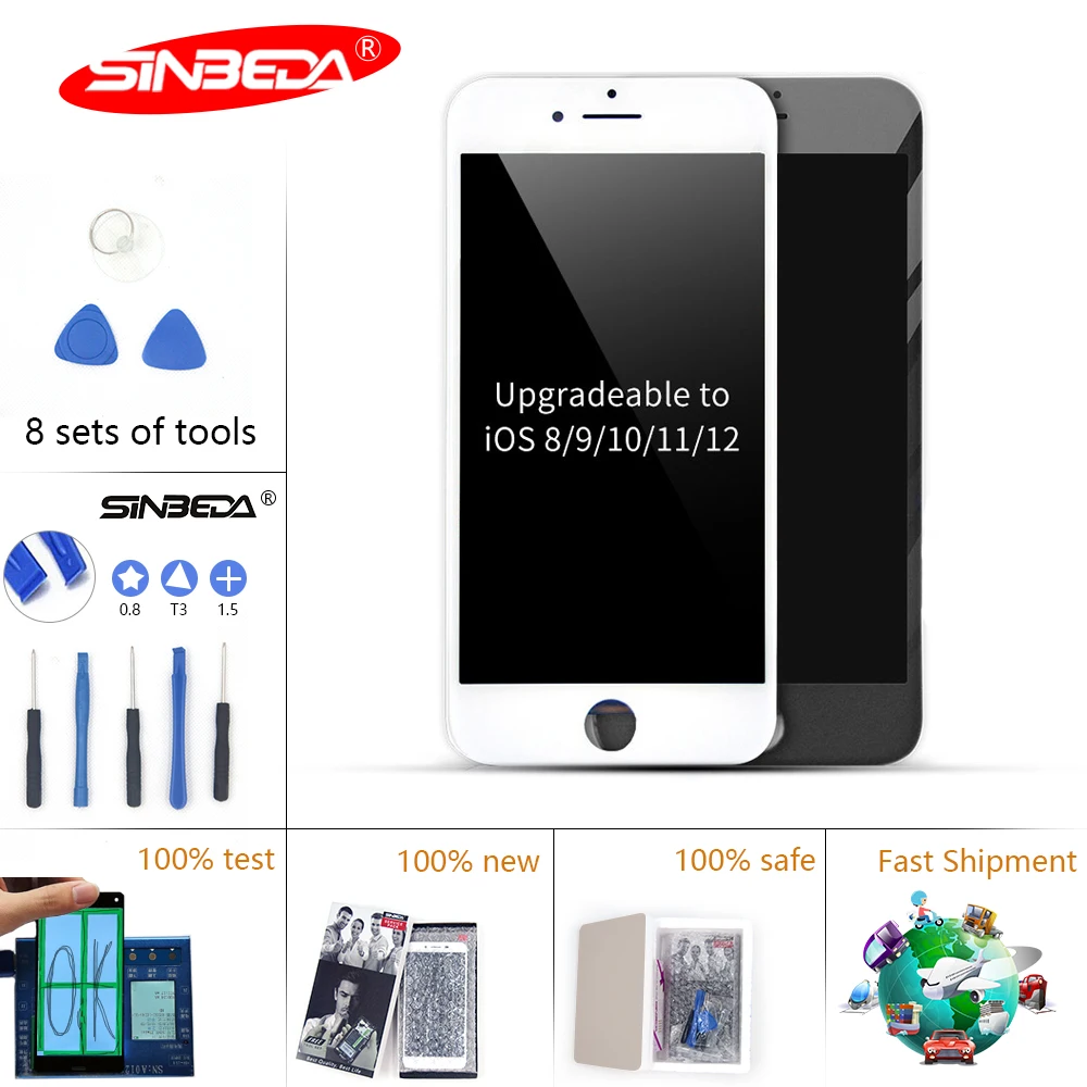 

Sinbeda 100% New For iPhone 7 7 Plus LCD Display Touch Screen Digitizer Assembly Replacement For iPhone 8 8 Plus Digitizer