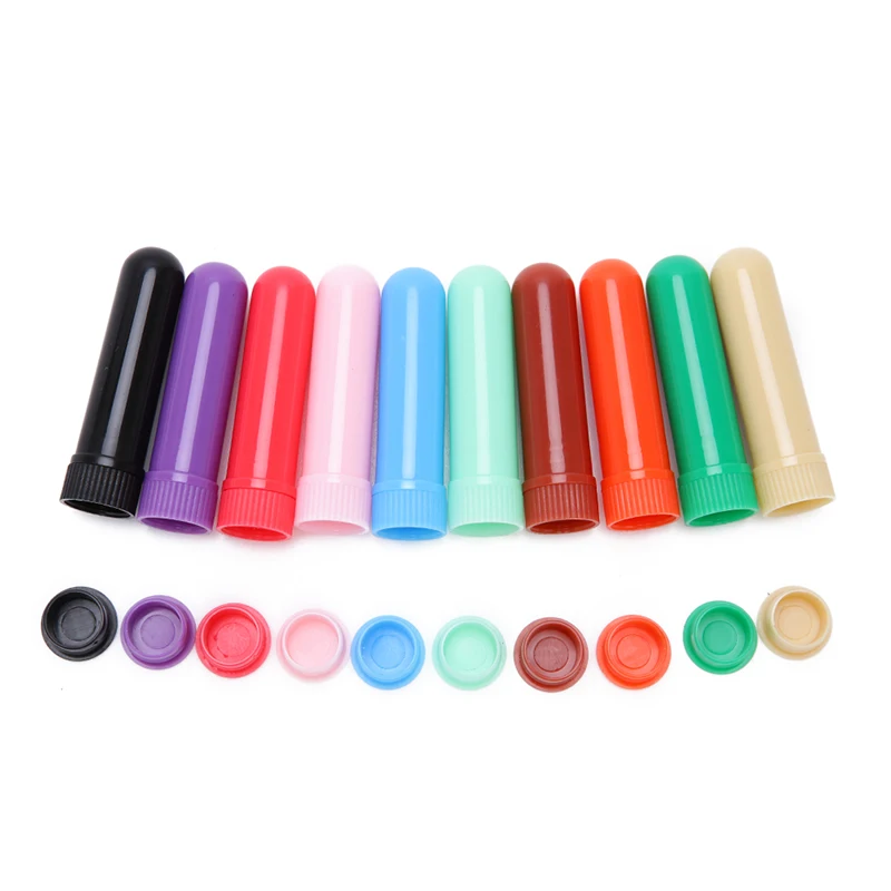 Plastic Blank Nasal Aromatherapy Inhalers Tubes Sticks With Wicks For Essential Oil Nose Nasal Container 6.5cm x 1.7cm