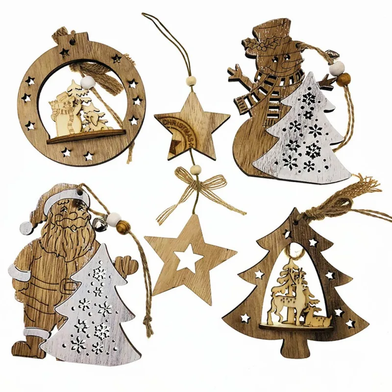 Милый Санта Клаус, Рождественская елка, украшение, сделай сам, креативные деревянные подвесные Подвески, деревянные поделки, рождественские, вечерние, для дома, детские игрушки
