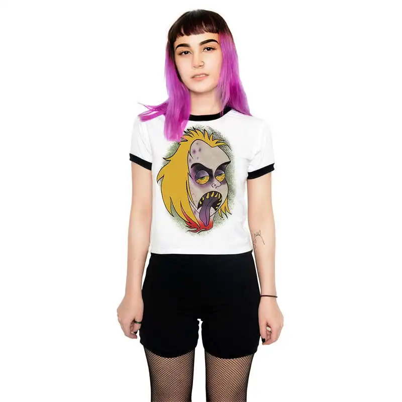 Summer Rock Punk T Shirt Women Streetwear Skull Unicorn Printed Short Sleeve Loose Black Harajuku Brand Tee Shirt Femme Top