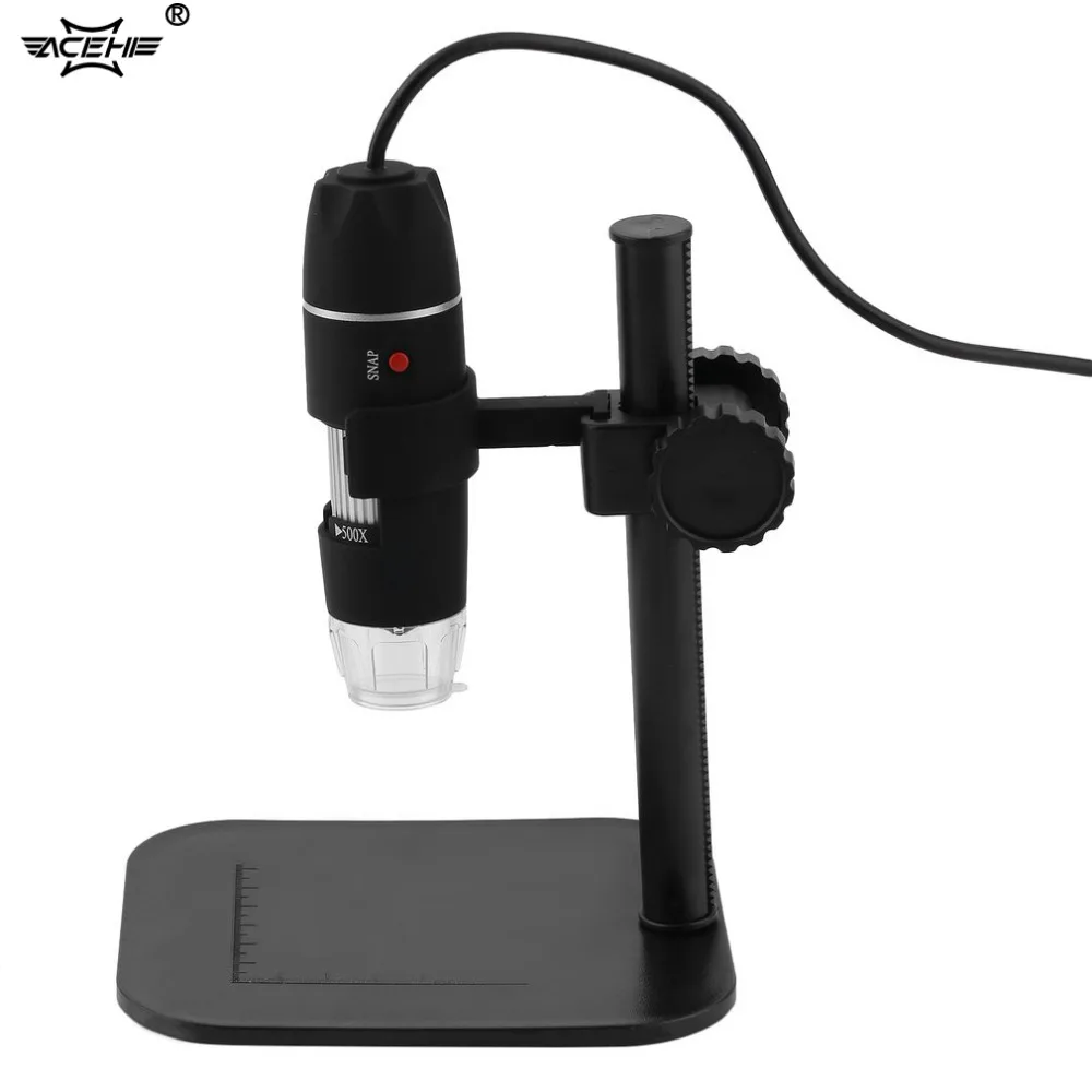 

ACEHE 50X to 500X USB LED Digital Electronic Microscope Magnifier Camera Black Practical Camera Microscope Endoscope Magnifier