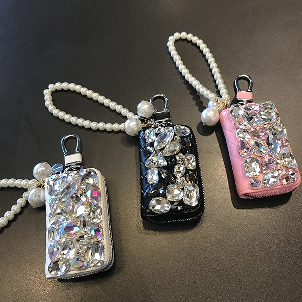 Горный хрусталь Кожа Bling авто ключ сумка чехол Брелок для всех автомобилей