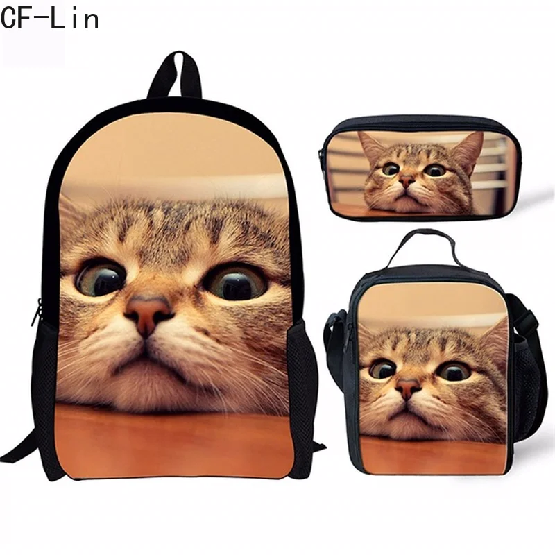 Новинка 2020 Kawaii 3D рюкзак с изображением котенка милый кот едят тако пиццу Детский