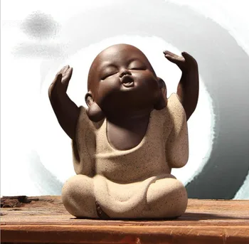 

Chinese Purple Clay Little Monk Tea Pet Monk Ceramic Tea Accessory Small Ornament Hand Decoration