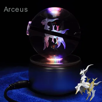 

Cool Design Pocket Ball Go Game Arceus Figurines Crystal Train Ball with Led Light Base Home Decoration