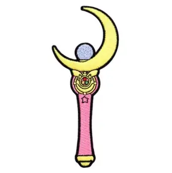 

Sailor Moon magic wand twig iron on patches girl Badge kid cloth embroidered patch DIY Applique wholesale