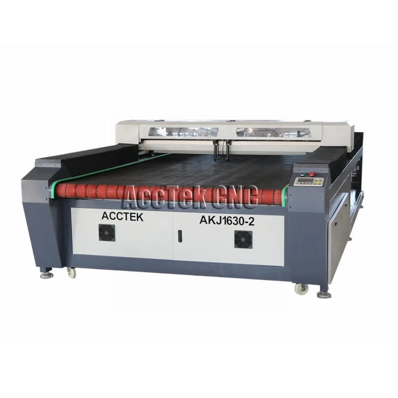 

Fabric laser cutting machine auto feeding with double laser heads/ acctek laser cutter auto feeding cutting lace leather