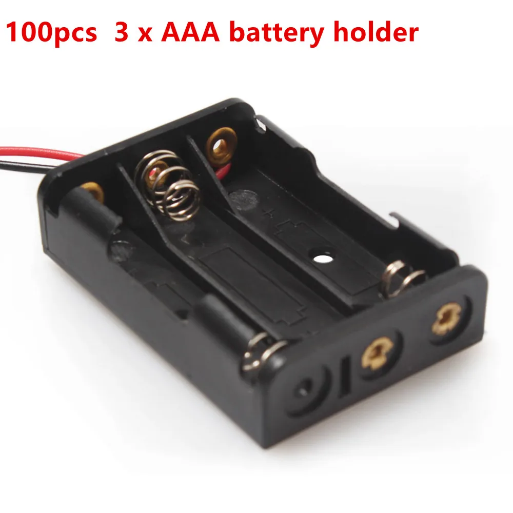 

100pcs 3 x AAA Battery Box Case Holder With Wire Leads For DIY 4.5V AAA Rechargeable Battery High quality