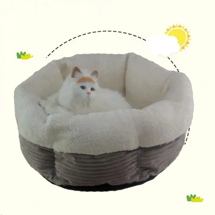 Мягкое Круглое спальное место для питомца теплый удобный котенок щенок гнездо питомник на зиму осень DC120
