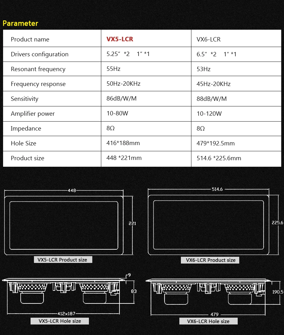 OUPUSHI VX5-LCR Превосходное качество 10-80 Вт 8 Ом встроенный динамик потолочный динамик квадратный потолочный Рог