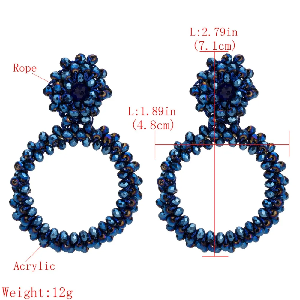 Большие женские серьги ручной работы с бусинами, летние круглые Висячие женские серьги,, богемные ювелирные изделия в богемном стиле