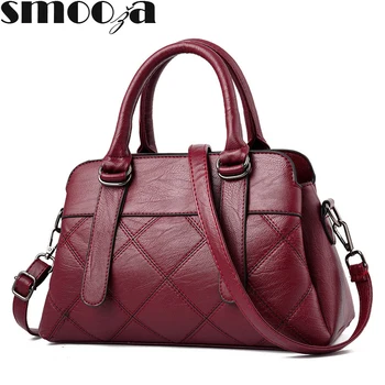 

SMOOZA Luxury Women's Bag Designer Pu Leather Handbag Fashion Plaid Shoulder Bags Crossbody Female Tote Hand Bags Brand Bolsos