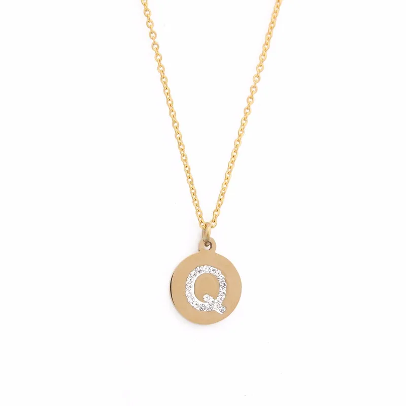 

Vinnie Design Jewelry Stainless Steel Gold Initial Letter Necklace with 45cm Link Chain